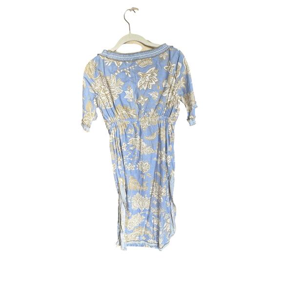 Gretchen Scott Blue Floral Midi Dress XS V-Neck Belted Waist - Picture 4 of 8